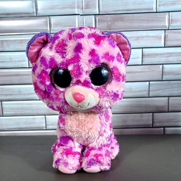 •Ty Inc Beanie Boo Plush Stuffed Animal Glamour-Pink Leopard Medium Length 9in - Picture 3 of 14